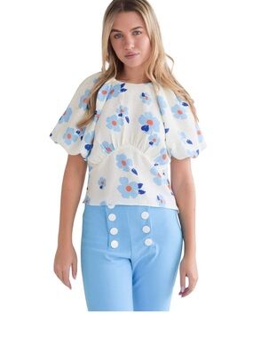 [NWT] $258 NEVER A WALLFLOWER Calla Floral Bubble Top. Small
